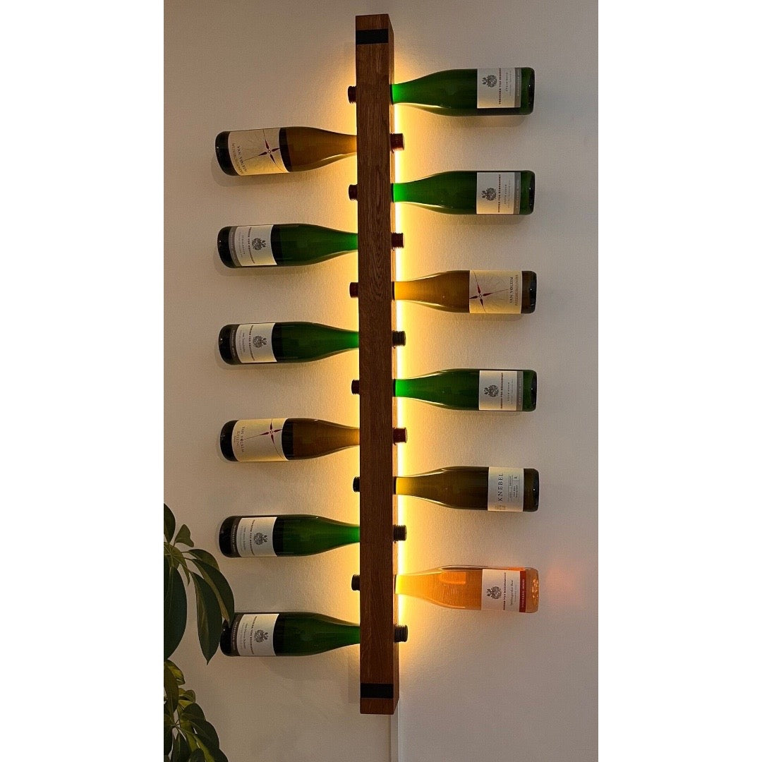 Weinregal aus Holz mit LED Beleuchtung für 12 Flaschen