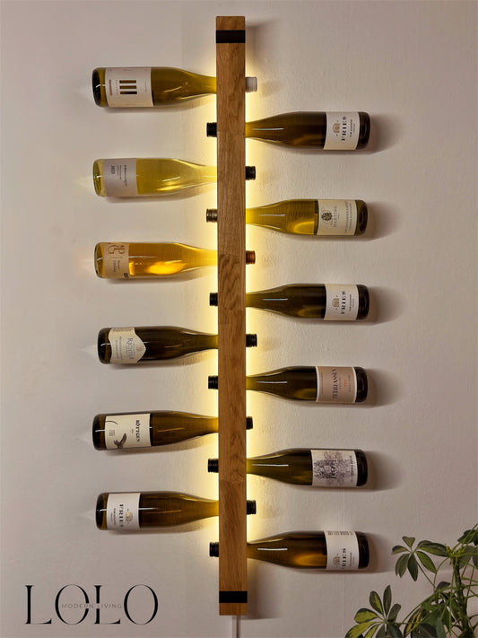 Weinregal aus Holz Modell Luminous Wine mit LED Beleuchtung für 12 Flaschen